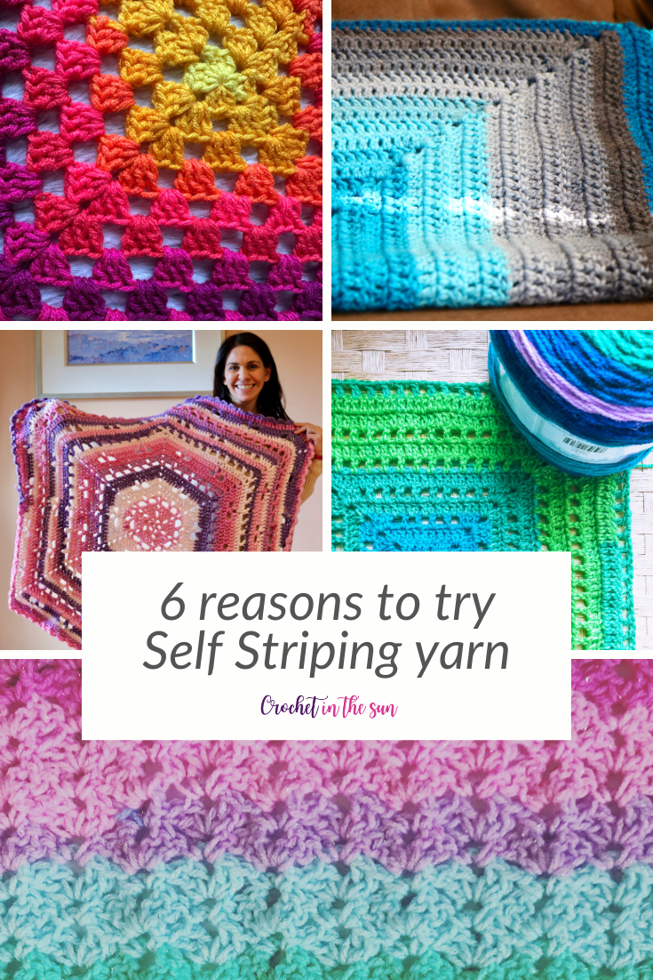 Self striping yarn is one continuous strand that transitions through a palette of colors all on its own. Here are 6 reasons to use this type of yarn!
