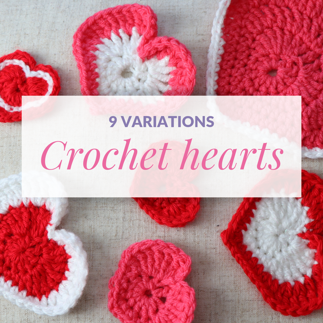 How to crochet a heart. 9 easy crochet hearts, beginner friendly! #crochet #crochetinthesun #howtocrochet #easycrochet