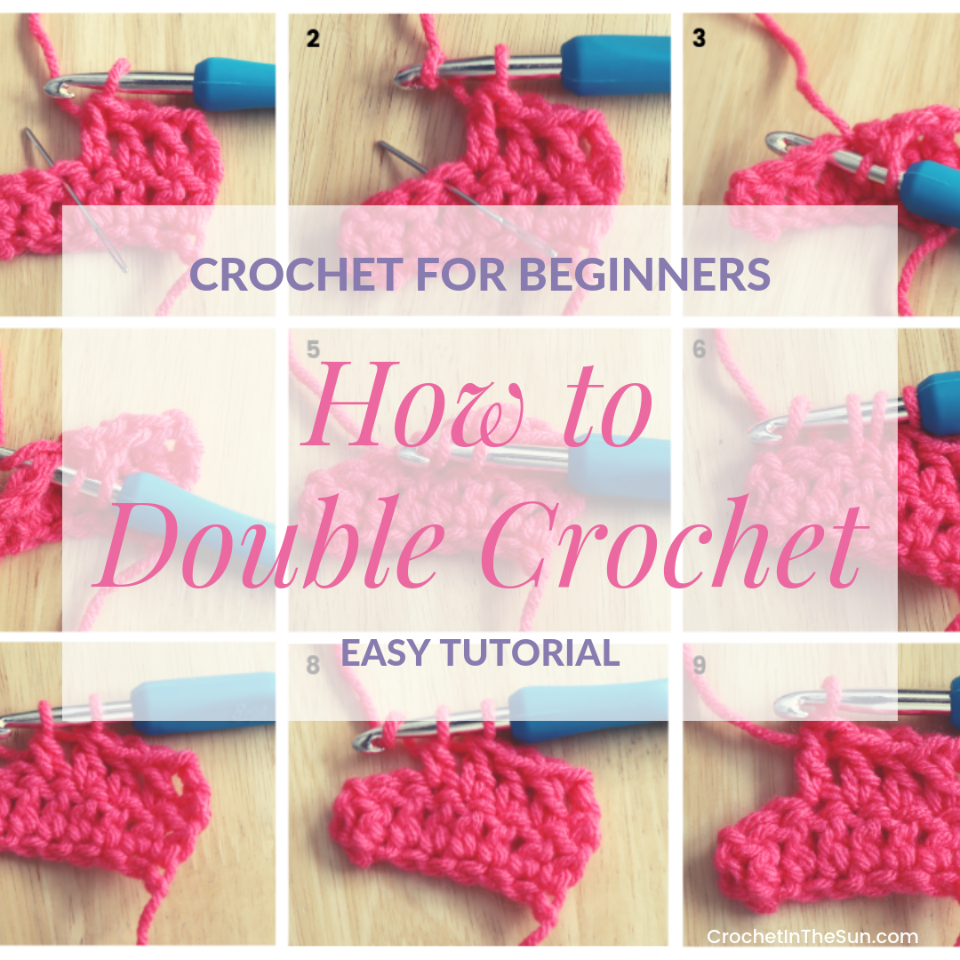 Learn how to double crochet! Free and easy photo tutorial. Perfect for beginner crocheters! #crochet #crochettutorial #easycrochet #crochetinthesun
