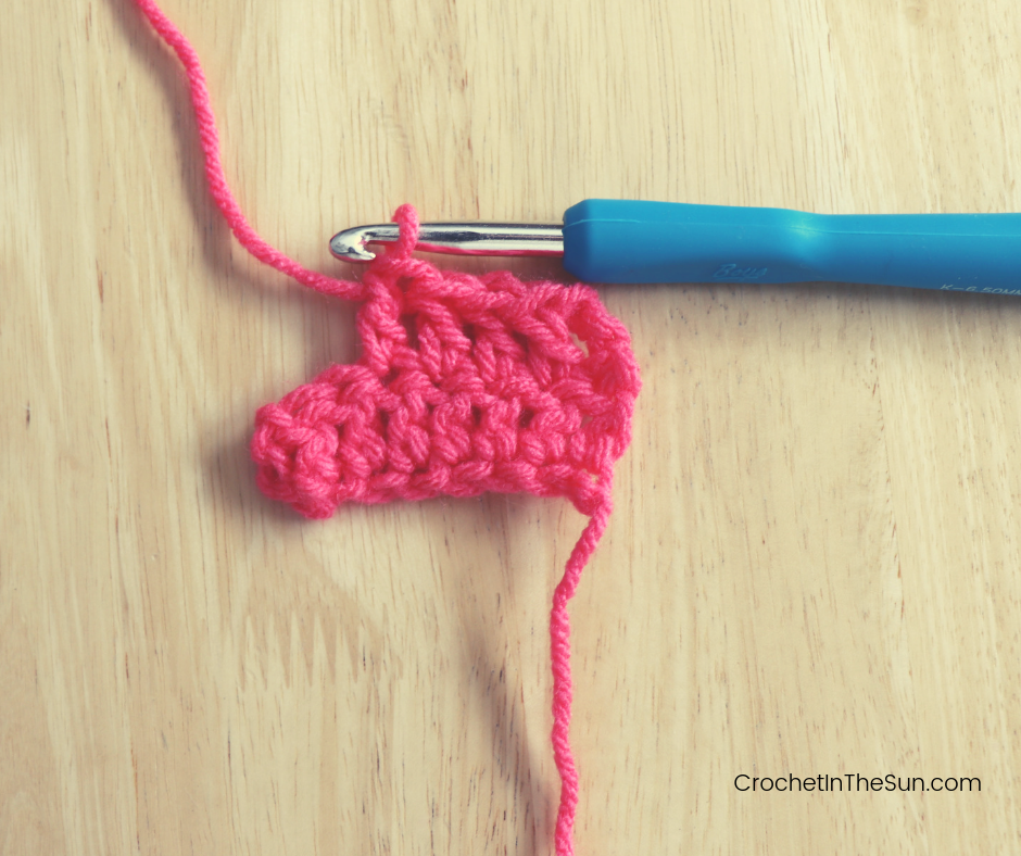 Step 8 of completing the Double crochet stitch: Pull through 2 stitches. YOU'RE DONE!