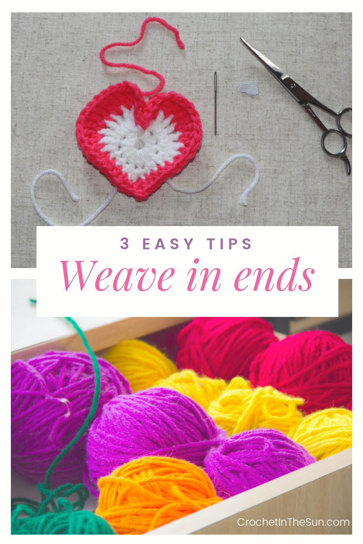 3 easy tips - How to weave in the ends at crochet! Don't miss out on these 3 easy tips! #crochet #crochetinthesun #crochetforbeginners #howtocrochet