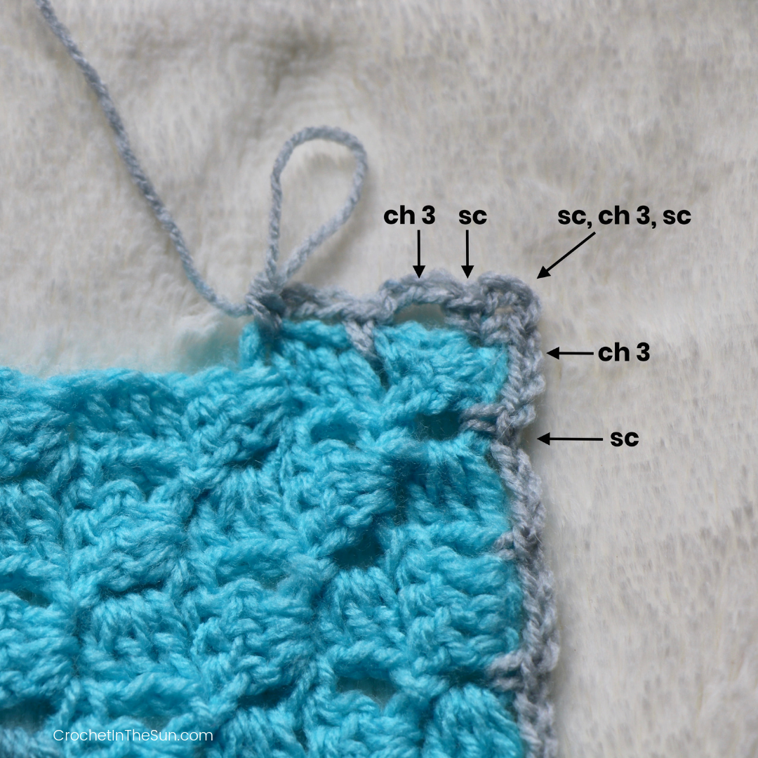 How to add a border to a C2C blanket. Learn how to Corner to Corner crochet with this free pattern and tutorial.  #crochet #c2c #crochetblanket