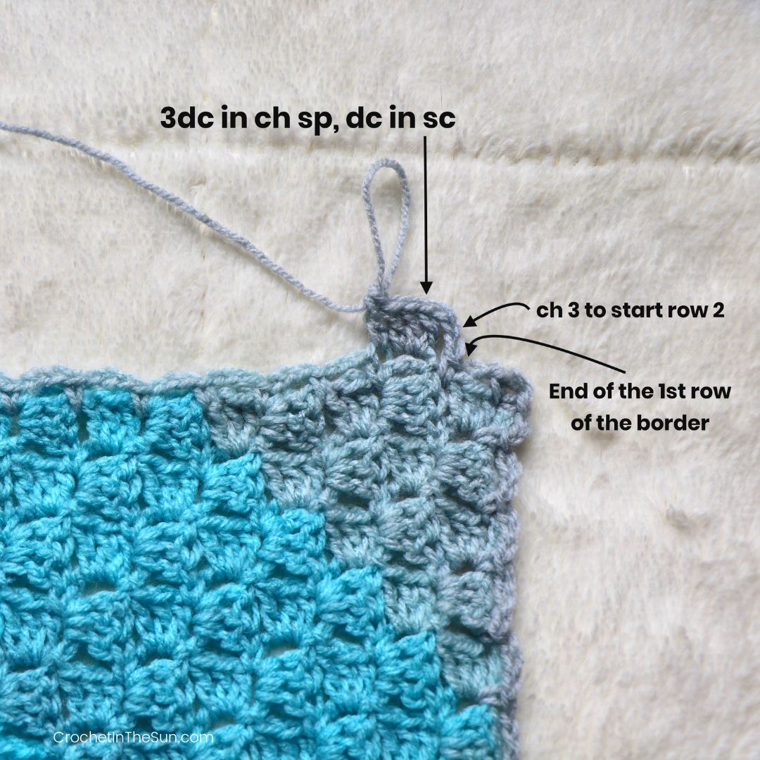 How to add a border to a C2C blanket - Row 2. Learn how to Corner to Corner crochet with this free pattern and tutorial. #crochet #c2c #crochetblanket 