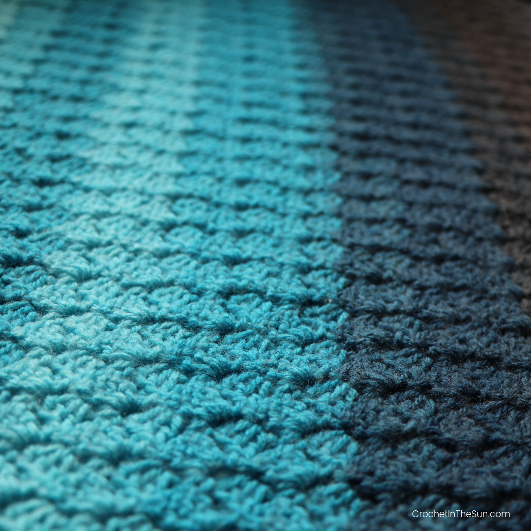 Another close up of the beautiful stitches of Corner to Corner crochet. #crochet #c2c #crochetinthesun #crochetblanket