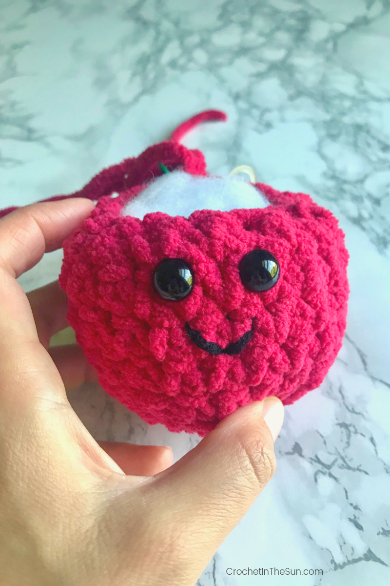 Crochet apple pattern. The crochet apple in progress! TIP: Use stitch markers, especially for blanket yarn! #crochettips #crochet