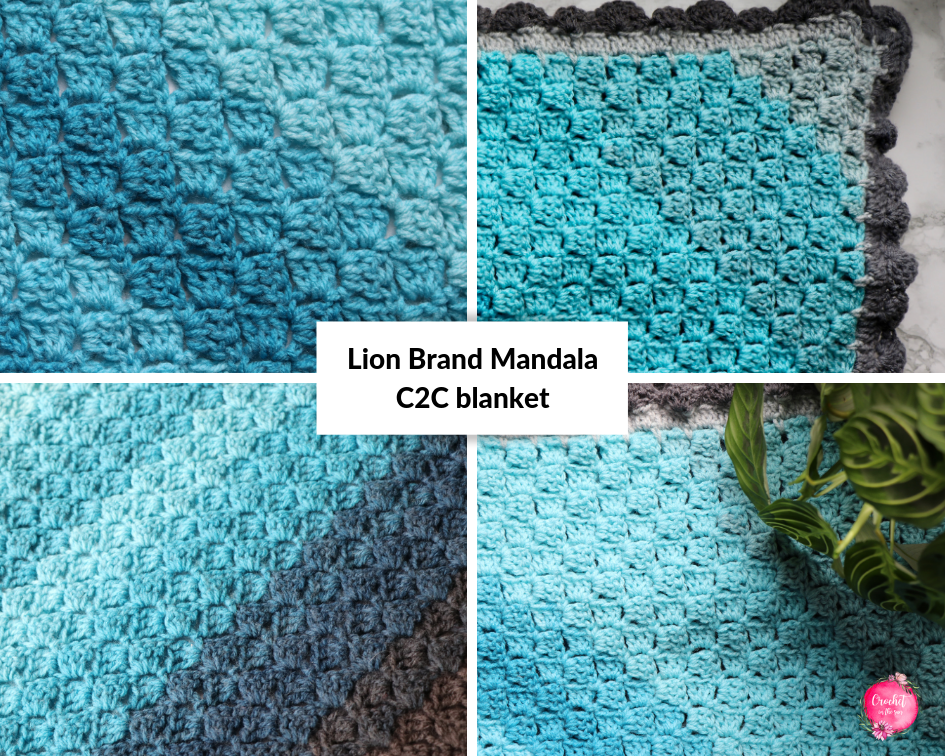 Crochet patterns using Lion Brand Mandala! This blanket was made using Lion Brand Mandala with the Corner to Corner (C2C) method. This showcases the color changes so nicely!! #crochet #cornertocorner #c2ccrochet