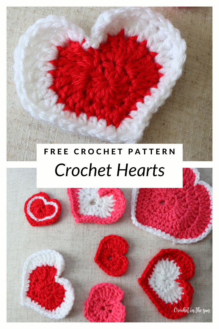 Crochet heart pattern - Valentine's Day crochet ideas. Looking for a fun and easy crochet project for Valentine's Day? Check out these 9 variations of a crocheted heart. The pattern is free and beginner friendly! #crochet #valentinesdaycrochet