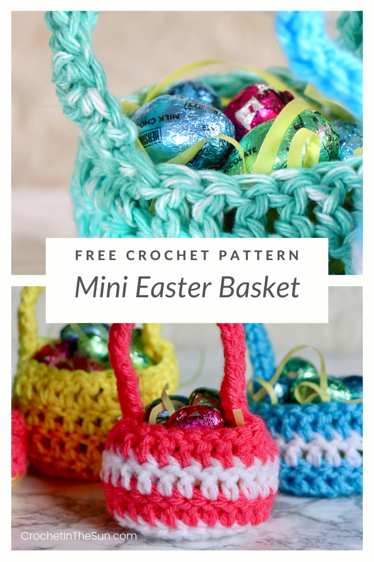 Easter Crochet Mini Basket Free Pattern (T-Shirt Yarn) - Crochet Bits