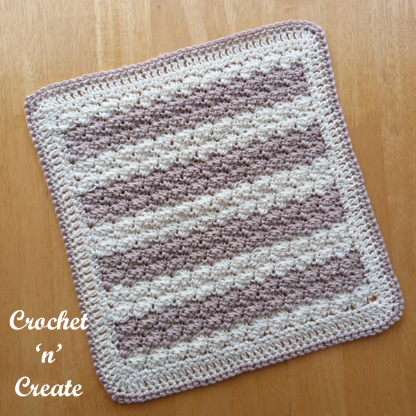 Crochet patterns that look great with self striping yarn! Although this dish cloth was made using 2 different colors, this pattern would look awesome with self striping yarn.