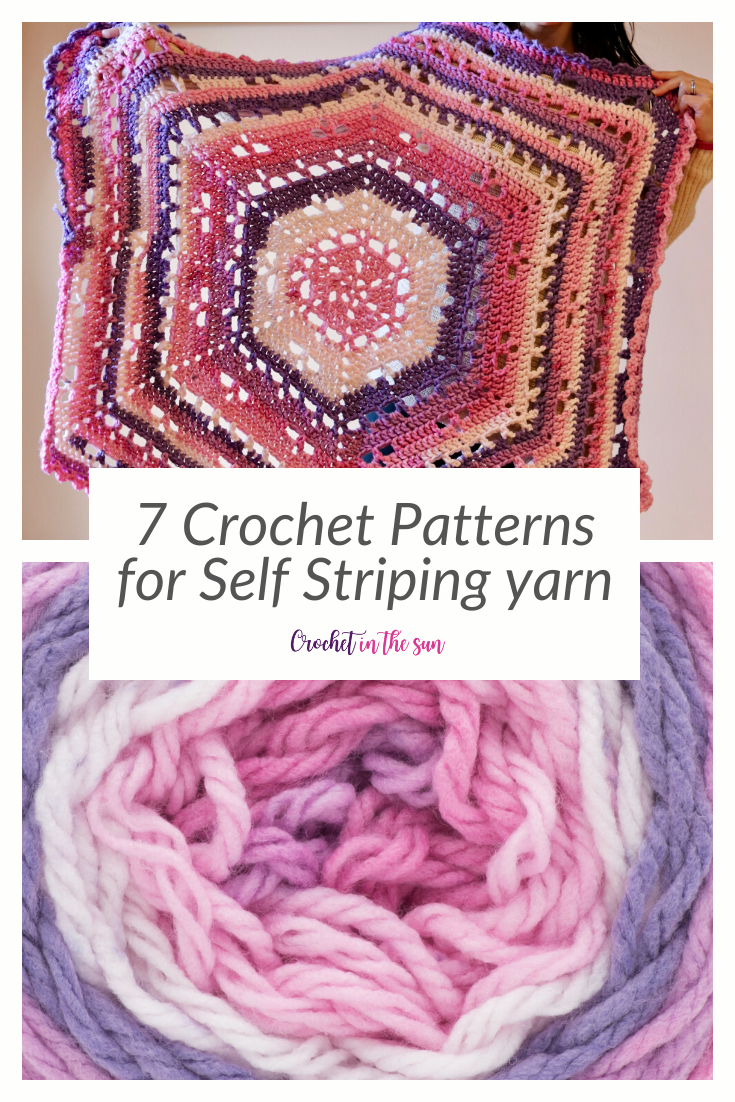 Here are 7 FREE crochet patterns that look so gorgeous when made with ombre yarn, self striping yarn, or whirl yarn! These crochet patterns are beginner friendly as well! Learn how to crochet with colorful yarn!