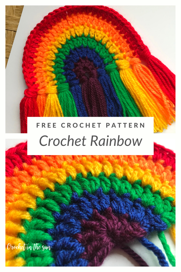 FREE rainbow crochet pattern. This easy crochet project is quick and beginner friendly. Includes a step by step photo tutorial. Crochet ideas full of color!
