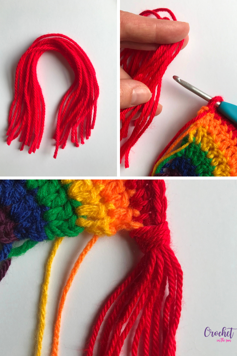 How to add crochet tassels to your crochet rainbow project