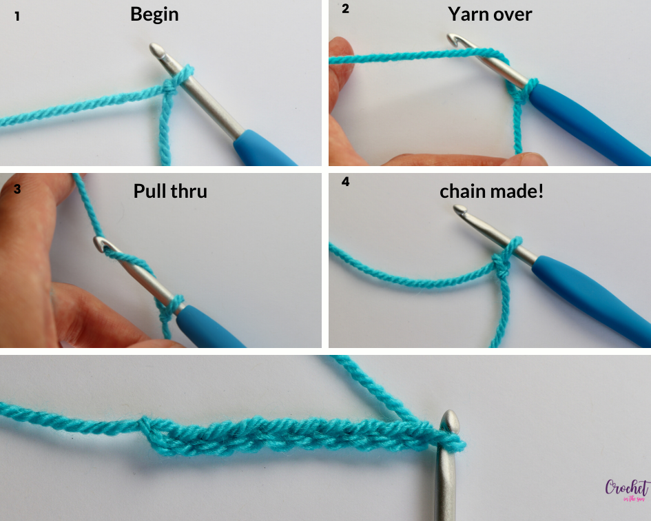 How to crochet - Step by step photo tutorial for how to chain (ch). Beginner friendly tutorial. Part of the Ultimate Beginner's Guide to crochet #howtocrochet #crochetforbeginners