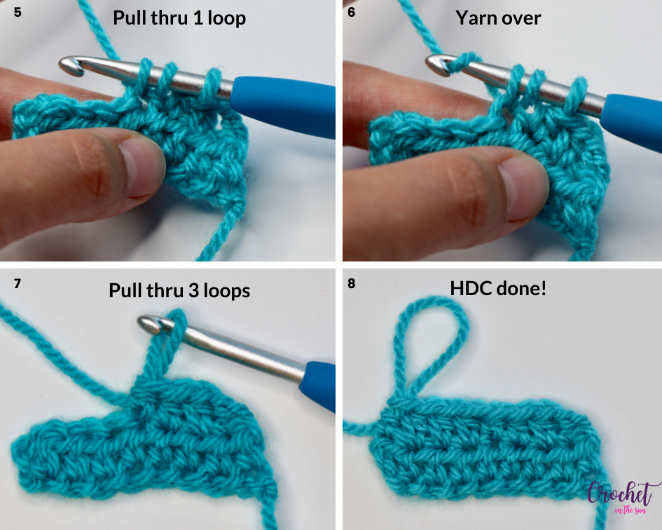 How to crochet - Part 2: step by step photo tutorial for the half double crochet stitch (hdc). Beginner friendly tutorial. Part of the Ultimate Beginner's Guide to crochet #howtocrochet #crochetforbeginners