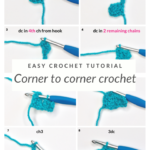Learn how to corner to corner crochet. This provides a clear, step-by-step photo tutorial for the c2c stitch (corner to corner stitch). This stitch is easy to learn and is beginner friendly. Learn how to crochet! There are so many c2c project ideas you will be able to complete!