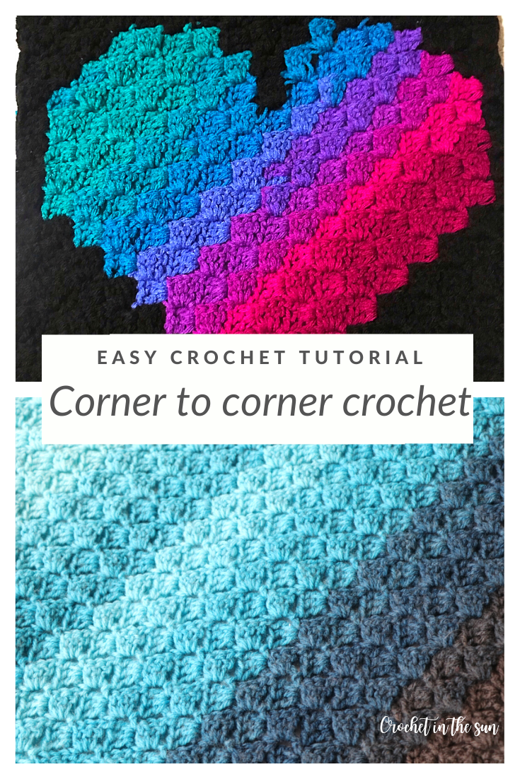 Learn how to corner to corner crochet. This provides a clear, step-by-step photo tutorial for the c2c stitch (corner to corner stitch). This stitch is easy to learn and is beginner friendly. Learn how to crochet! There are so many c2c project ideas you will be able to complete!