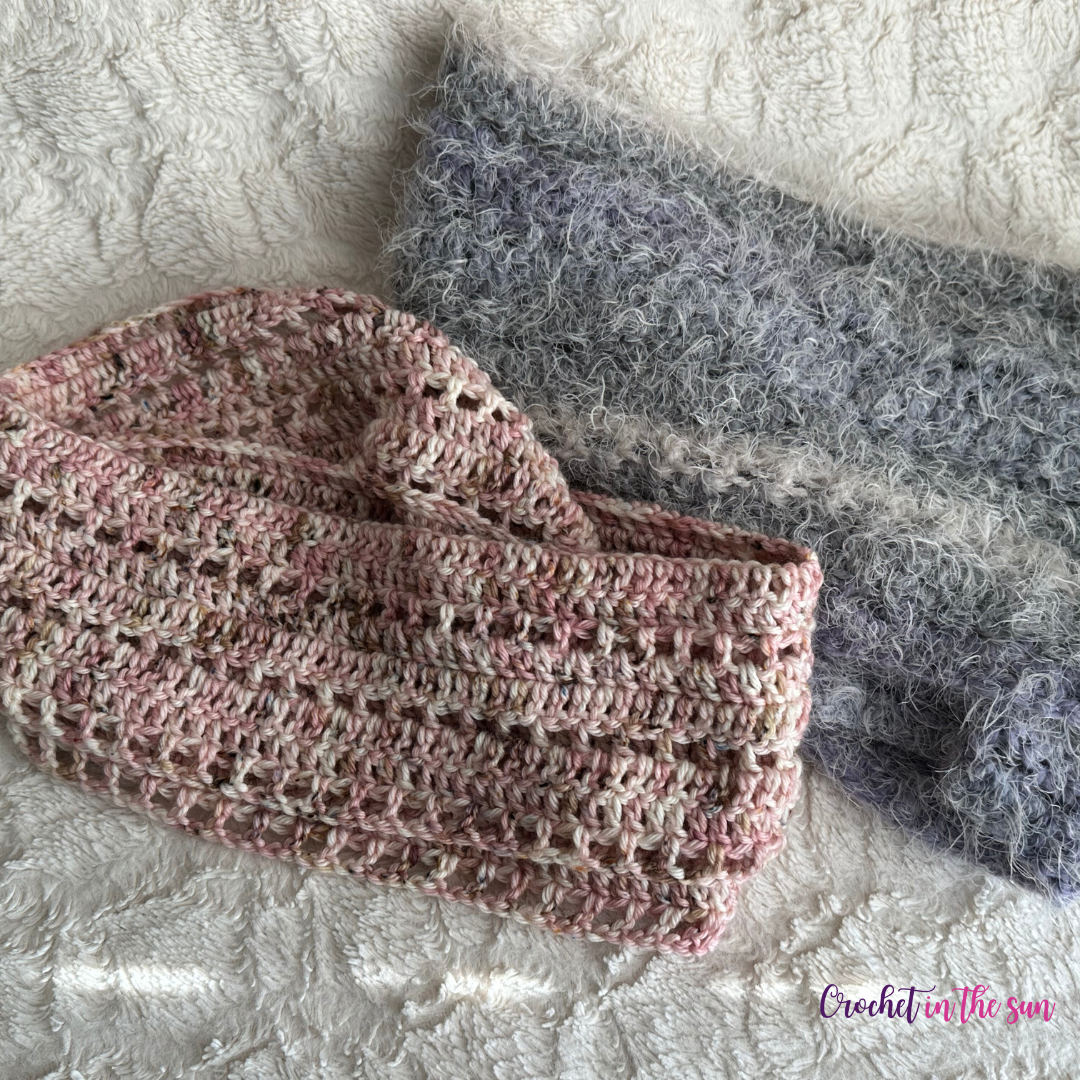 Gorgeous crochet scarf pattern. You can see it's very versatile, as it looks great with 2 totally different types of yarn! Very easy to make, so its great for beginners. Super comfy!