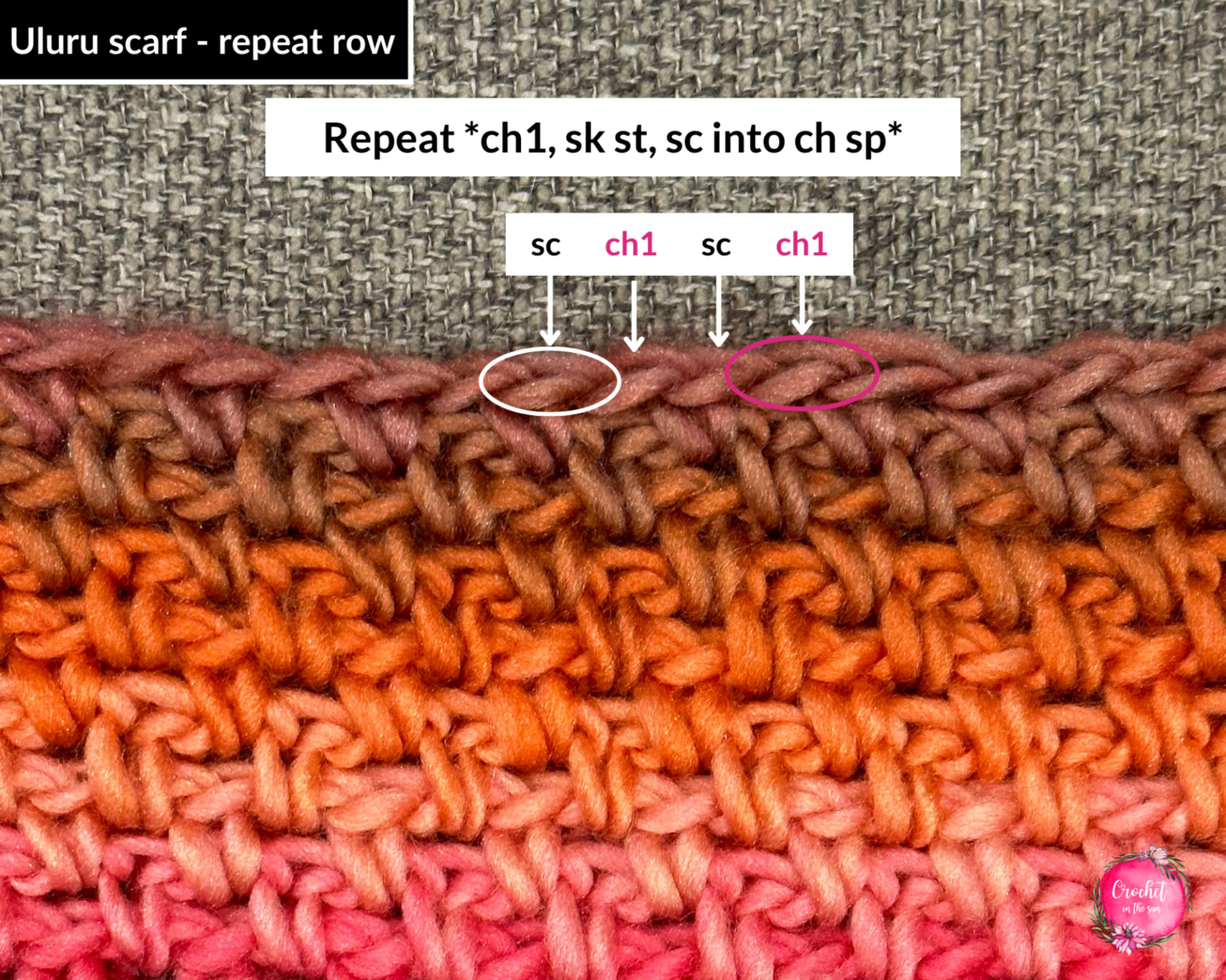 This shows you main repeat row - the Moss stitch. Easy and free crochet scarf pattern. Beginner friendly with step by step photo tutorial
