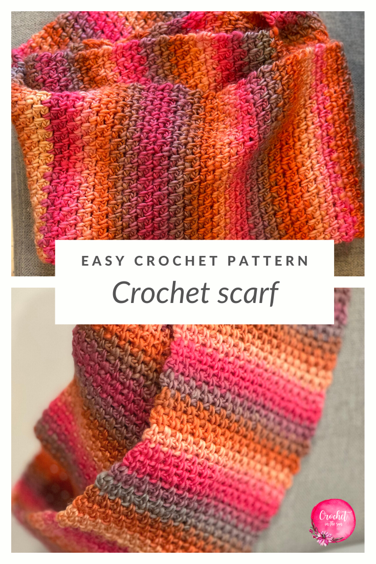 Moss stitch crochet scarf pattern - Uluru Sunset - Crochet in the sun