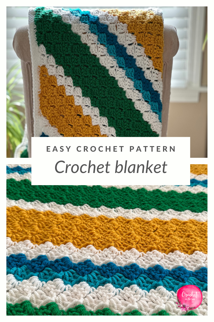 Corner to corner crochet blanket in bold team colors, customizable soccer-inspired crochet pattern for game day