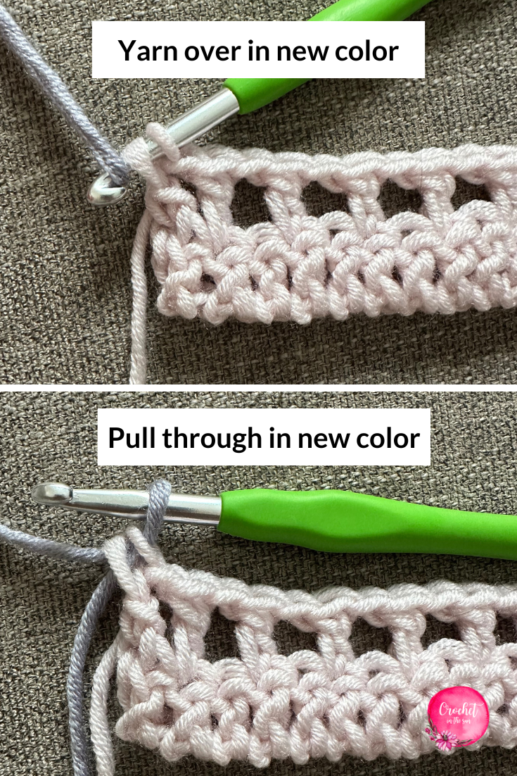 How to change colors in the crochet cowl pattern. You'll have to change colors at the end of the row quite a few times in this pattern, but its super easy. Grab this free crochet pattern and make a gorgeous crochet scarf.