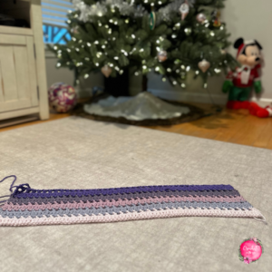 Crochet cowl pattern - finished project, but before attaching the sides to make cowl.