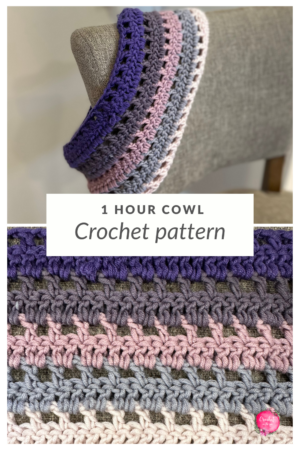 1-hour cowl crochet pattern. Quick, free, and easy crochet pattern - grab it and make your scarf today!