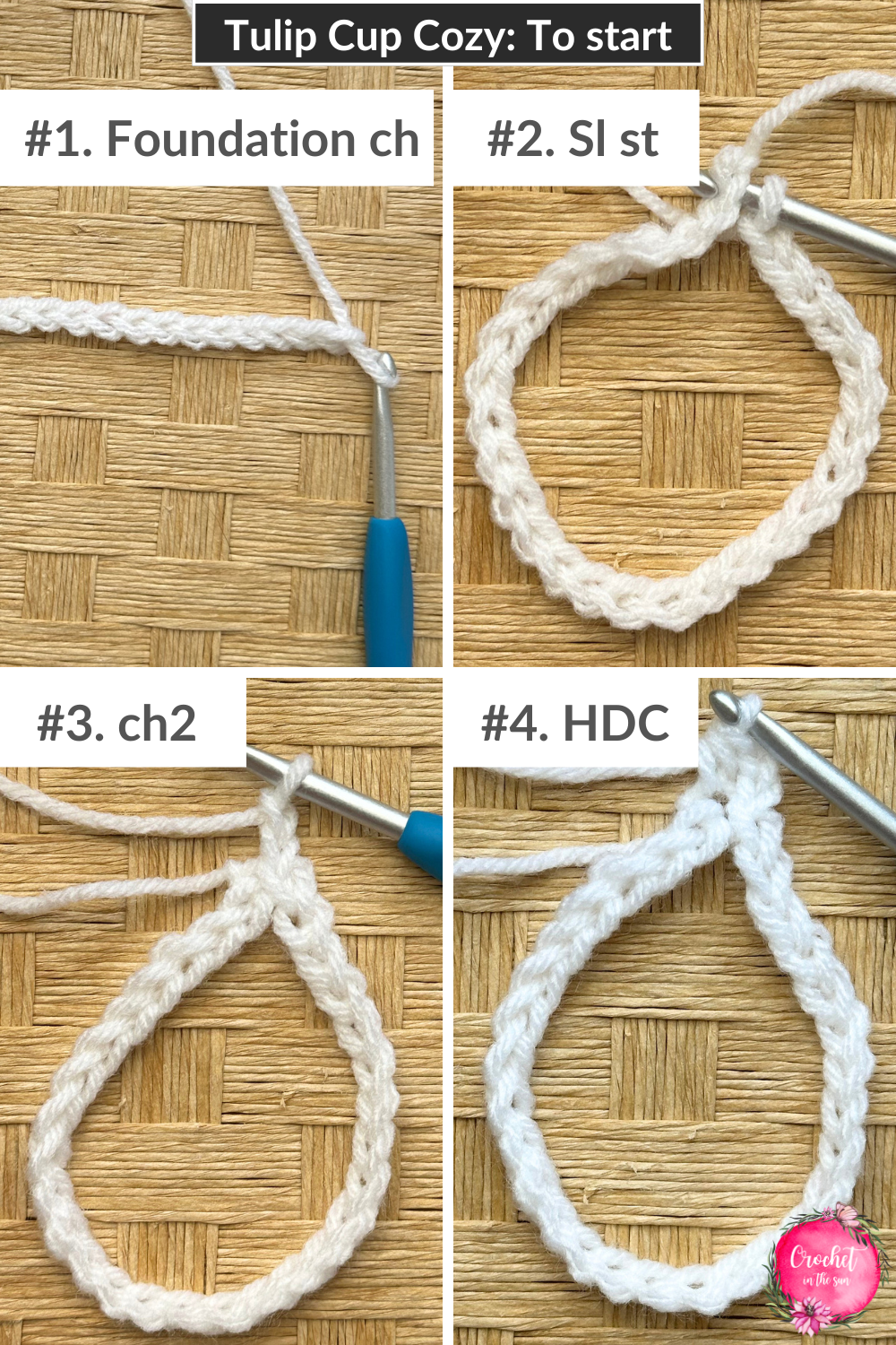 Free crochet pattern: Tulip Cup Cozy - Here is how to get started before Row 1. This 30 minute project is great for beginners! Pattern is FREE on the blog! #crochet