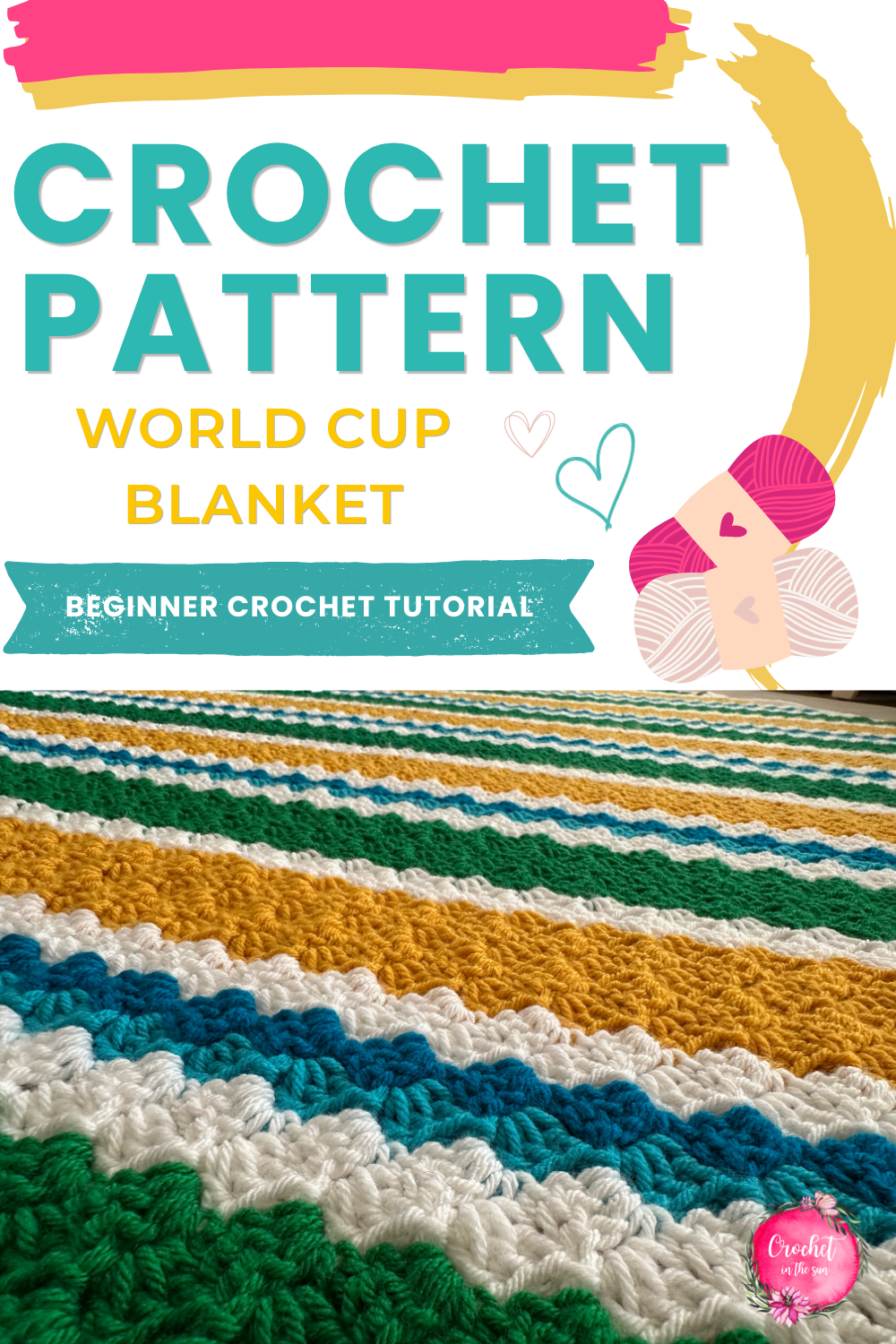 Free C2C crochet blanket pattern perfect for World Cup 2026 - customize it in your favorite team's colors. Beginner crochet tutorial with full color chart.