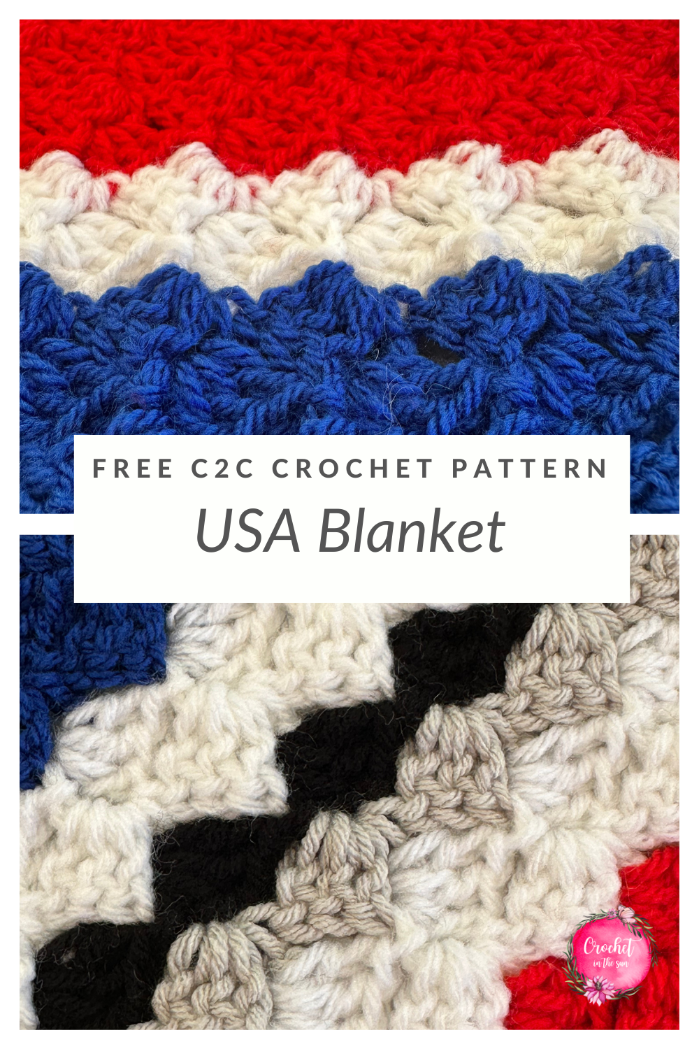 Free corner to corner crochet pattern for the Team USA World Cup blanket! This includes a photo tutorial and written pattern along with a color chart and color table. Pattern is very beginner friendly and easy to follow. #crochet