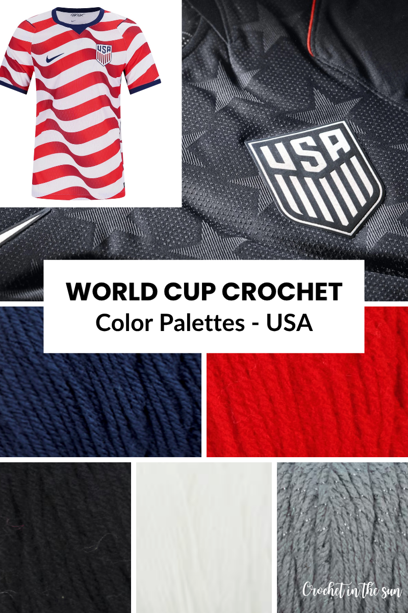 We used the American flag as well as the home jersey and away jersey to make the color palette for the Team USA World Cup blanket!